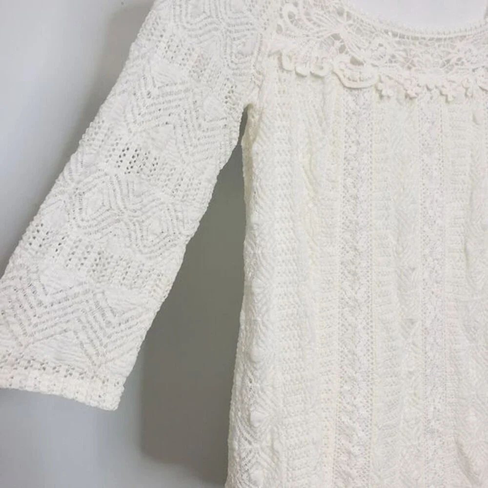 Anthropologie Meadow Floral Lace Crochet Melange Blouse Size Extra Small